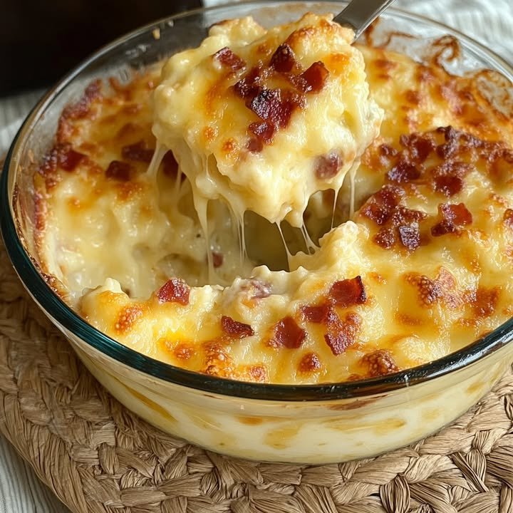 Mozzarella and Bacon Gratin
