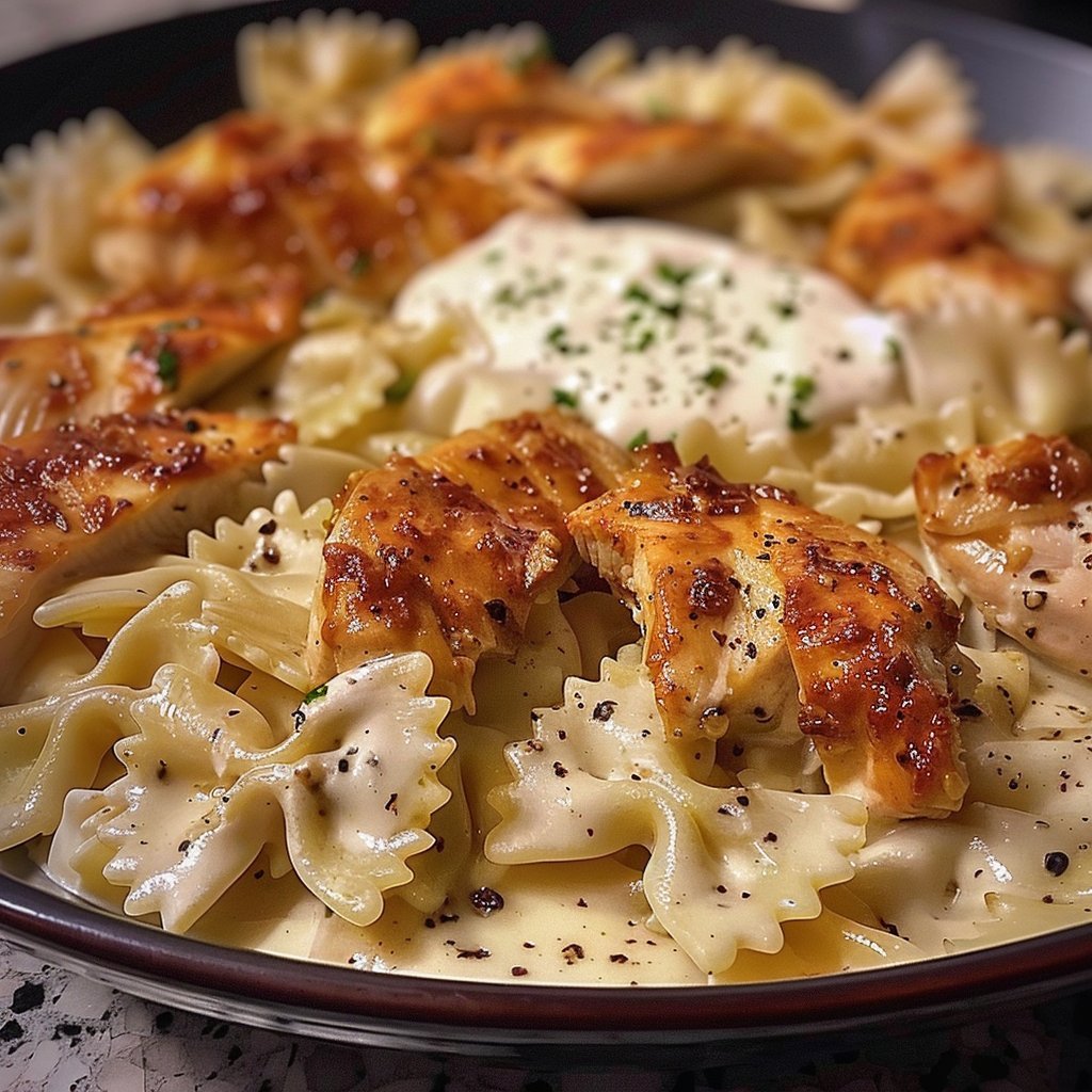 Creamy Mozzarella Garlic Butter Chicken Bowties