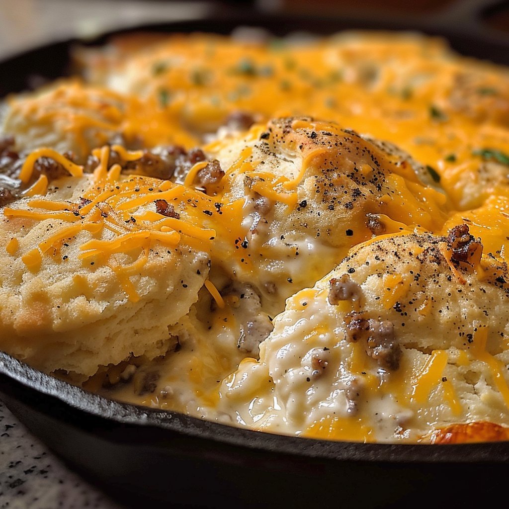 Biscuits Gravy Hashbrown Bake