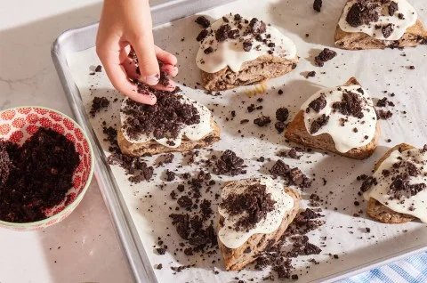 Glazed Cookies and Cream Scones