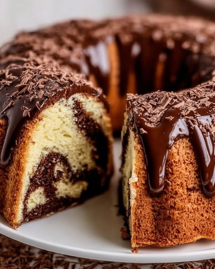 Marmorkuchen mit Schokoglasur