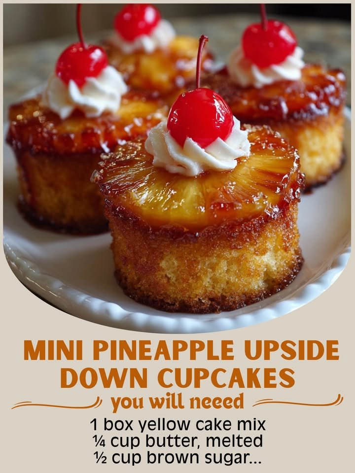 Mini Pineapple Upside-Down Cupcakes