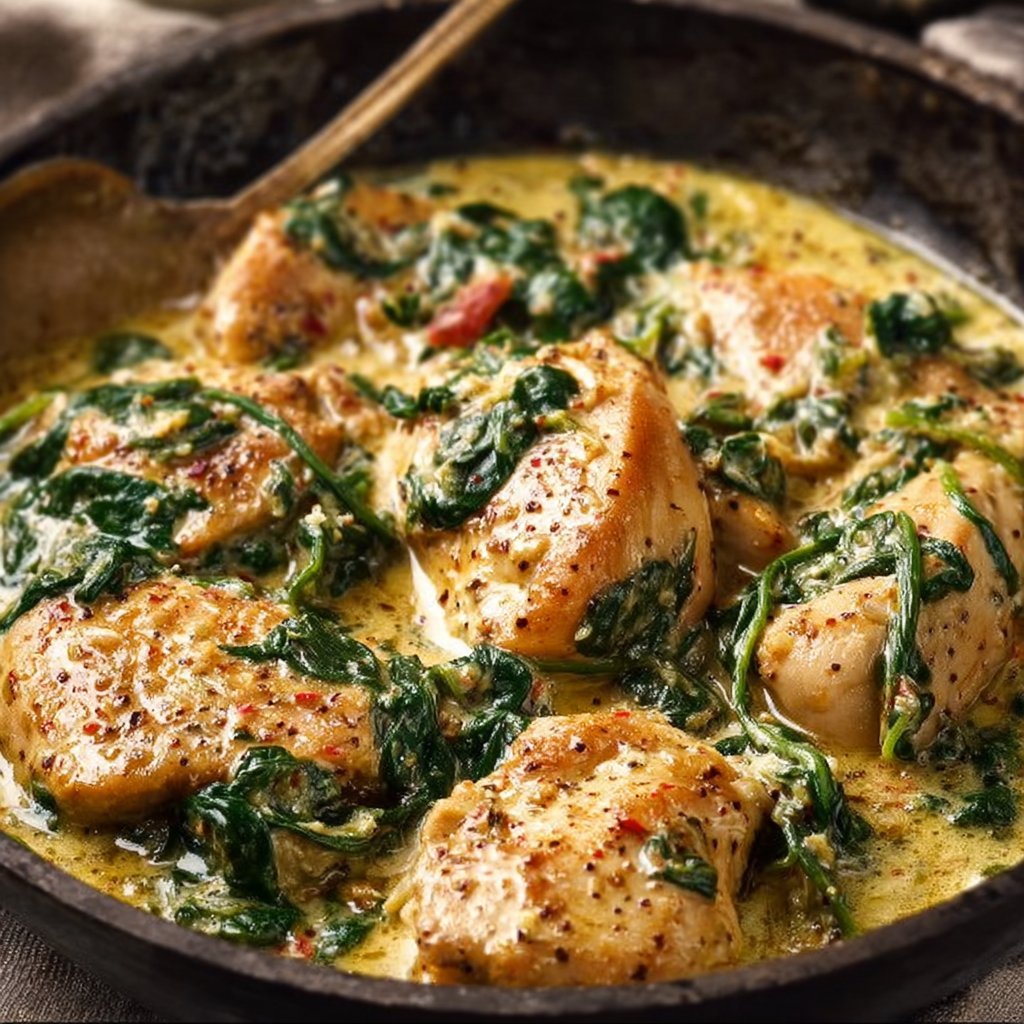 Creamy Garlic Butter Chicken & Spinach
