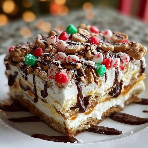 No Bake Christmas Cookie Lasagna