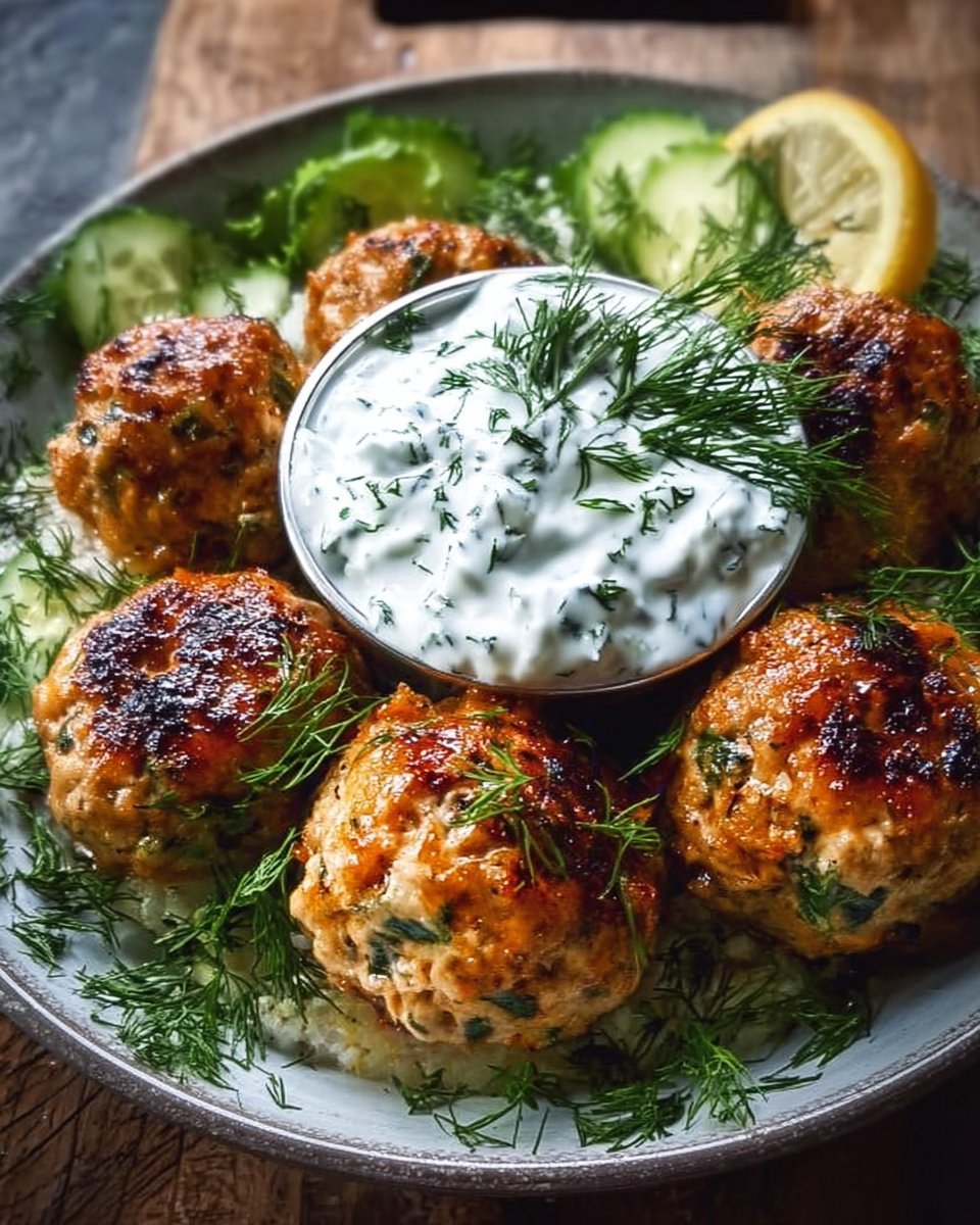 Greek Chicken Meatballs with Tzatziki Sauce