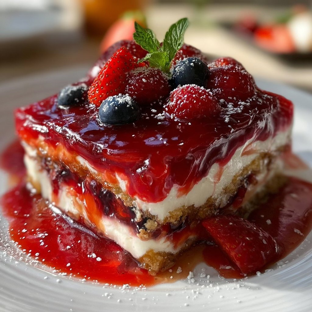 Summer Berry Jello Lasagna