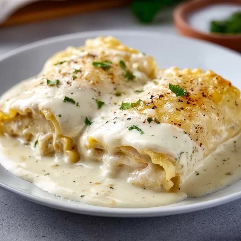 Cheesy Chicken Alfredo Lasagna Rolls
