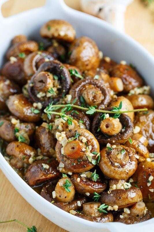 Roasted Mushrooms in Browned Butter, Garlic, and Thyme Sauce