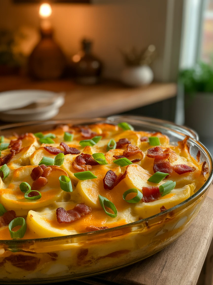 Savory Bacon & Cheese Potato Au Gratin That's Sure to Delight