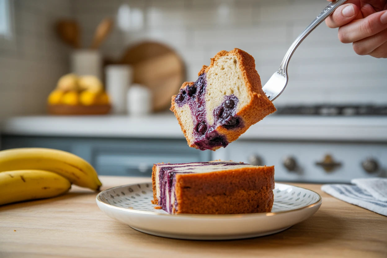 Banana bread with blueberries