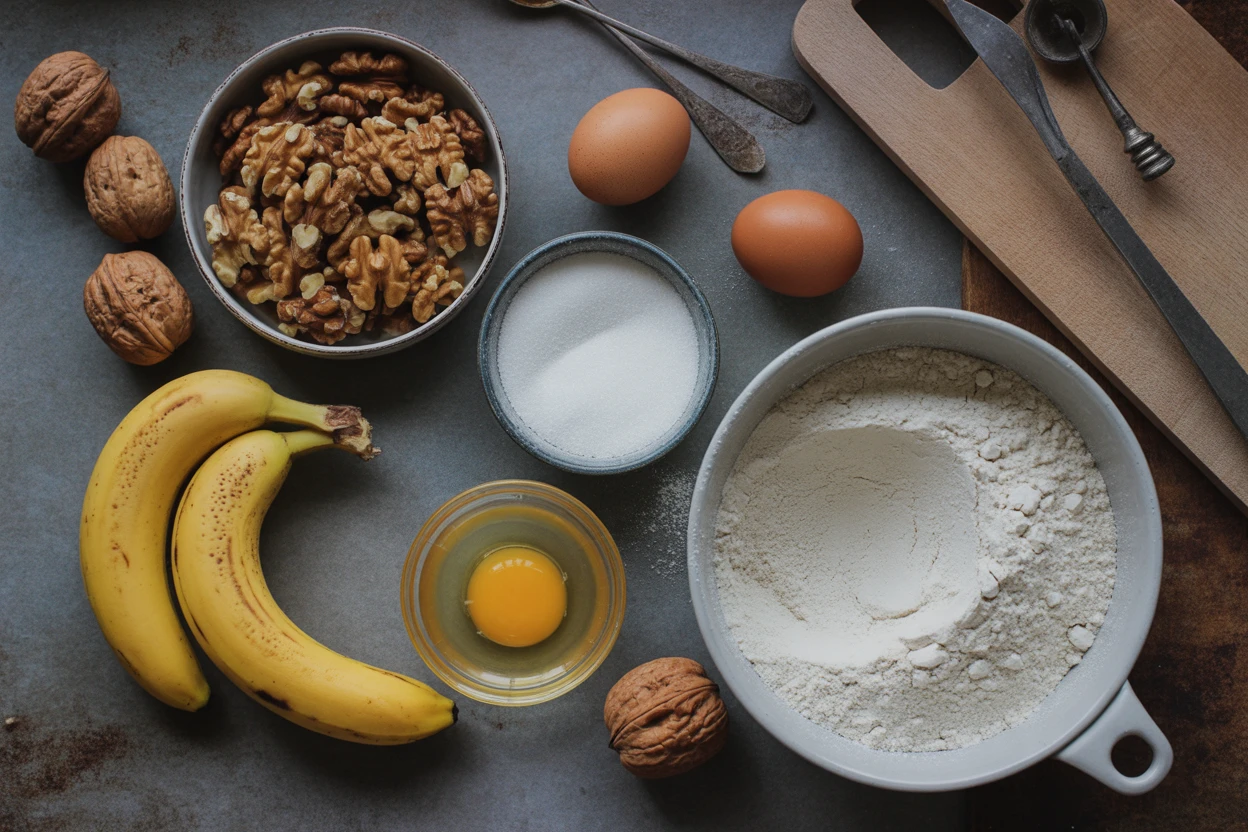 Banana bread with walnuts