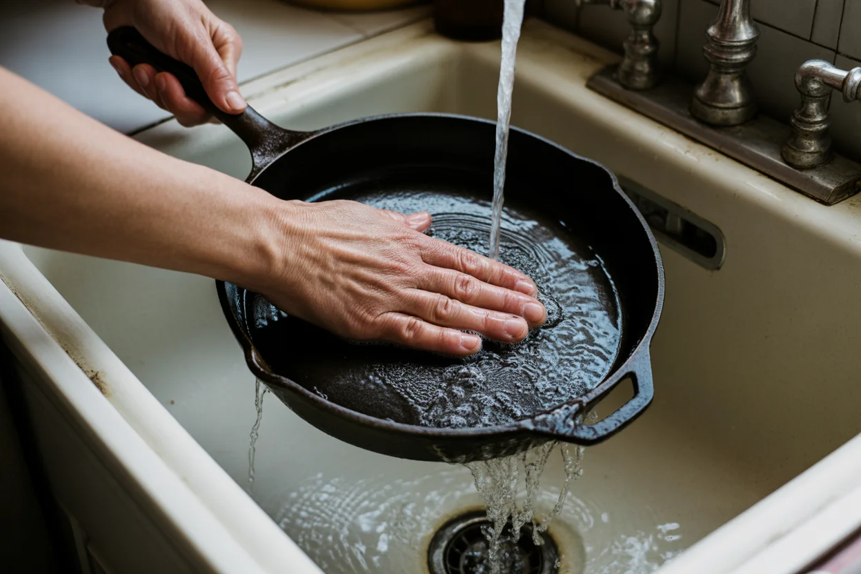 how to clean a cast iron pan