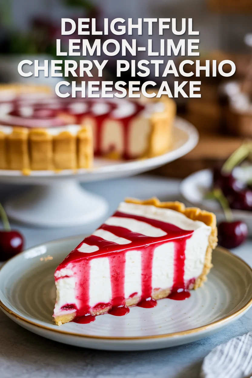 Lemon-Lime Cherry Pistachio Cheesecake