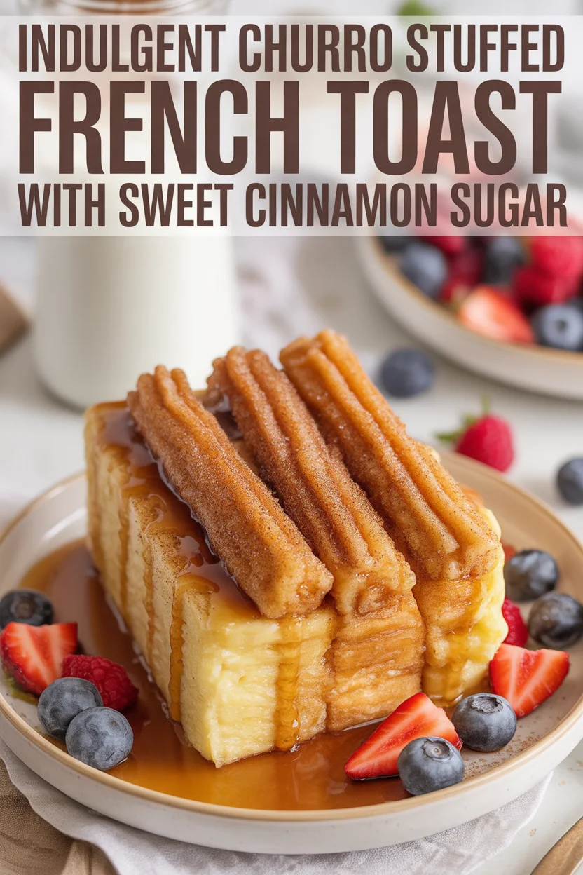 Indulgent Churro Stuffed French Toast with Sweet Cinnamon Sugar