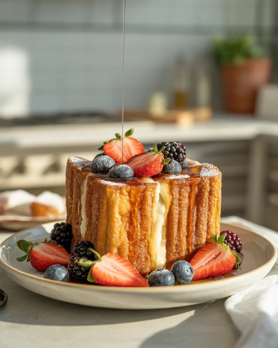 Indulgent Churro Stuffed French Toast with Sweet Cinnamon Sugar