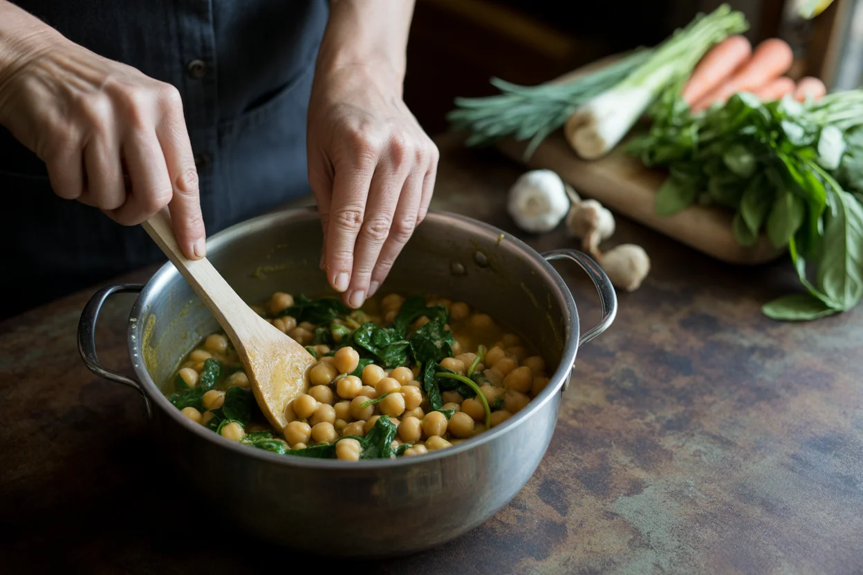 Garbanzos con Espinacas y Tomate