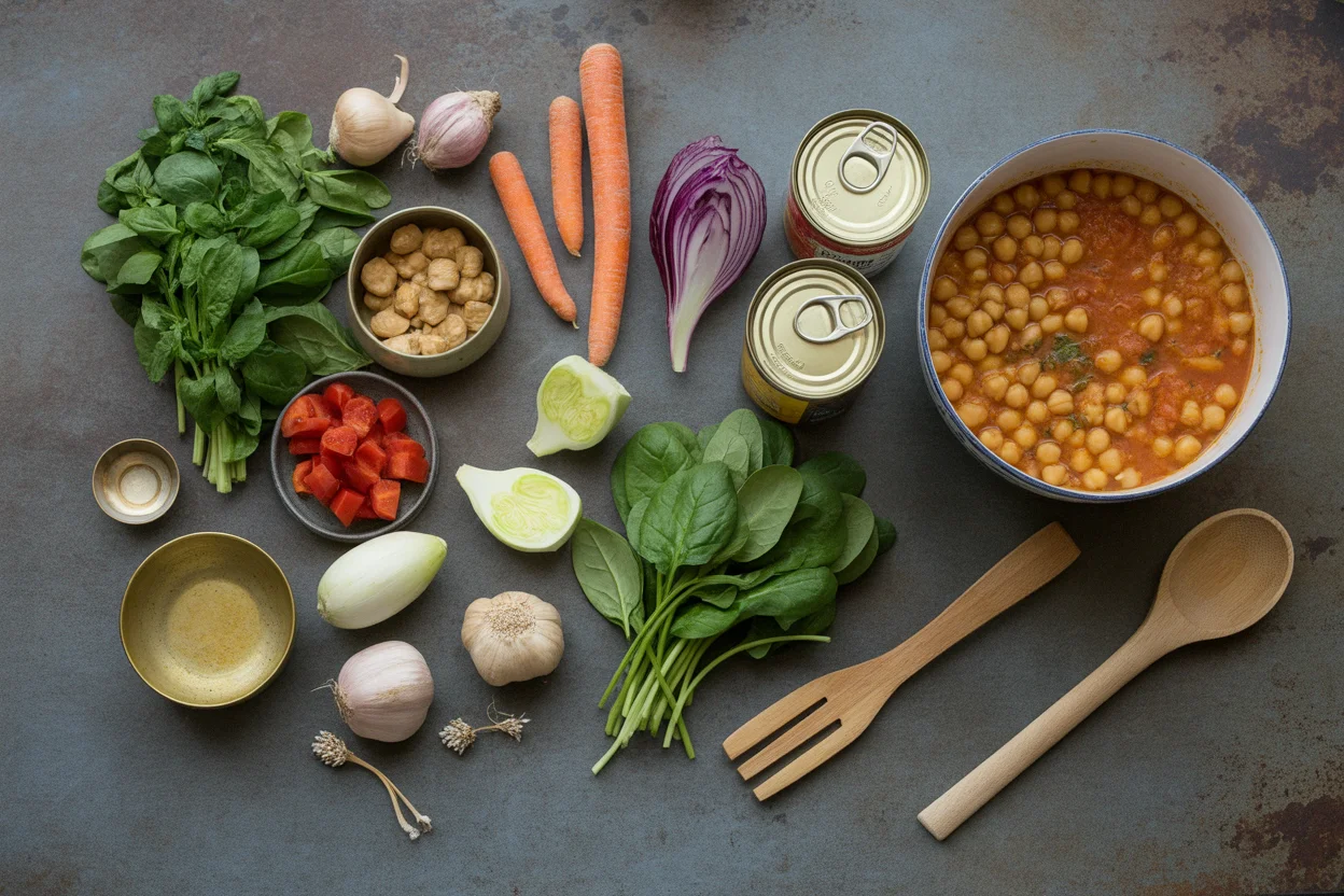 Garbanzos con Espinacas y Tomate