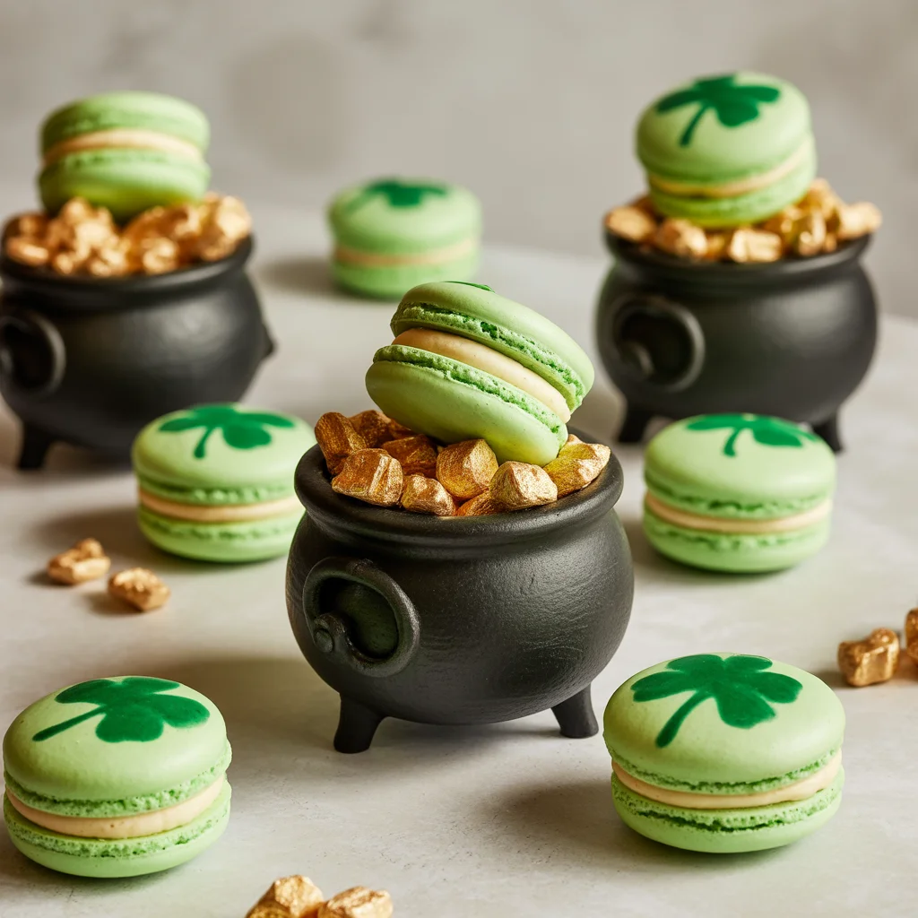 Shamrock Macarons with a Touch of Gold – A St. Patrick’s Day Delight!