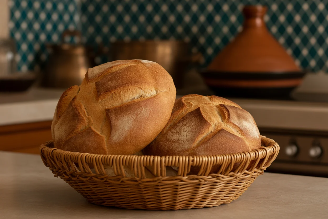 Traditional Moroccan khobz bread