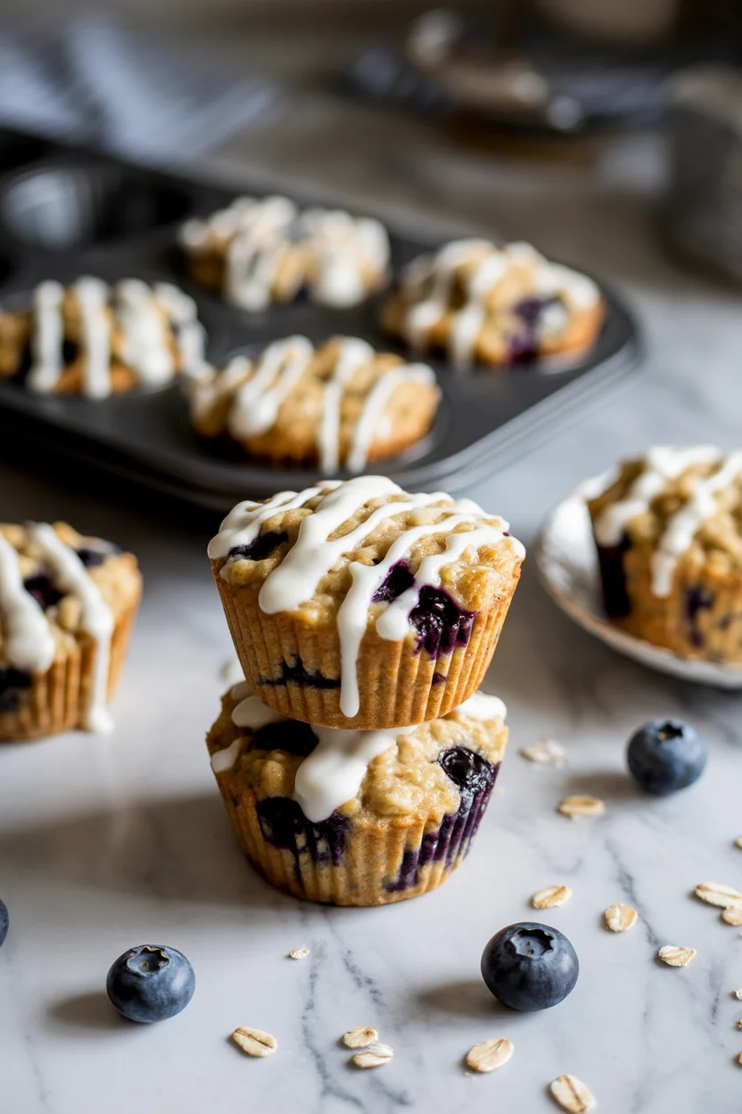 baked oatmeal cups with blueberries