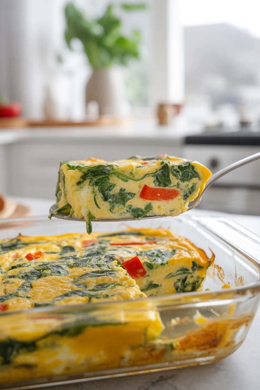 veggie egg bake with spinach and feta