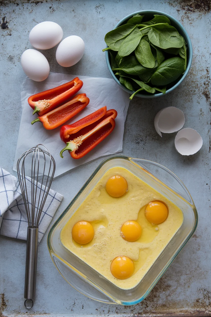 veggie egg bake with spinach and feta