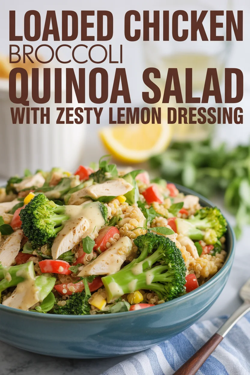 loaded chicken broccoli quinoa salad