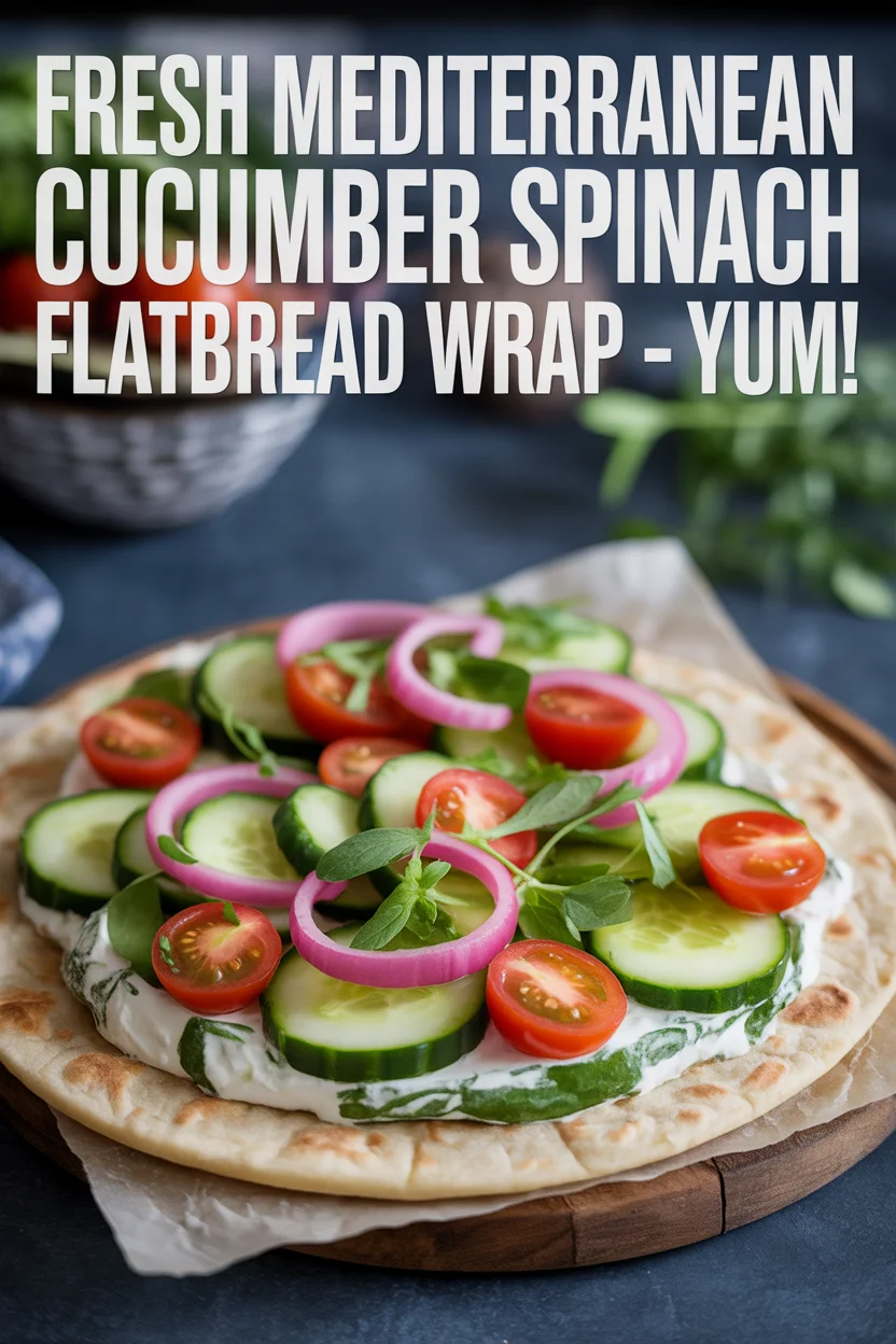 Mediterranean cucumber spinach flatbread wrap