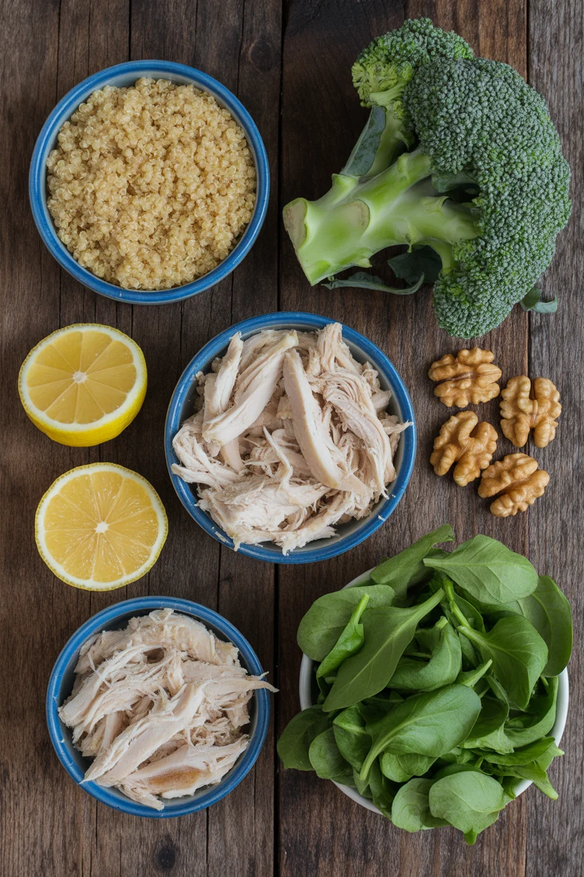 Loaded Chicken Broccoli Quinoa Salad with Zesty Lemon Dressing
