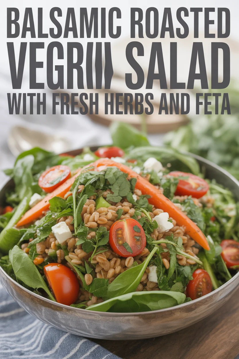 Balsamic Roasted Veggie Farro Salad with Fresh Herbs and Feta