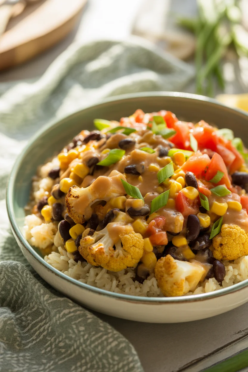 buffalo cauliflower taco bowl