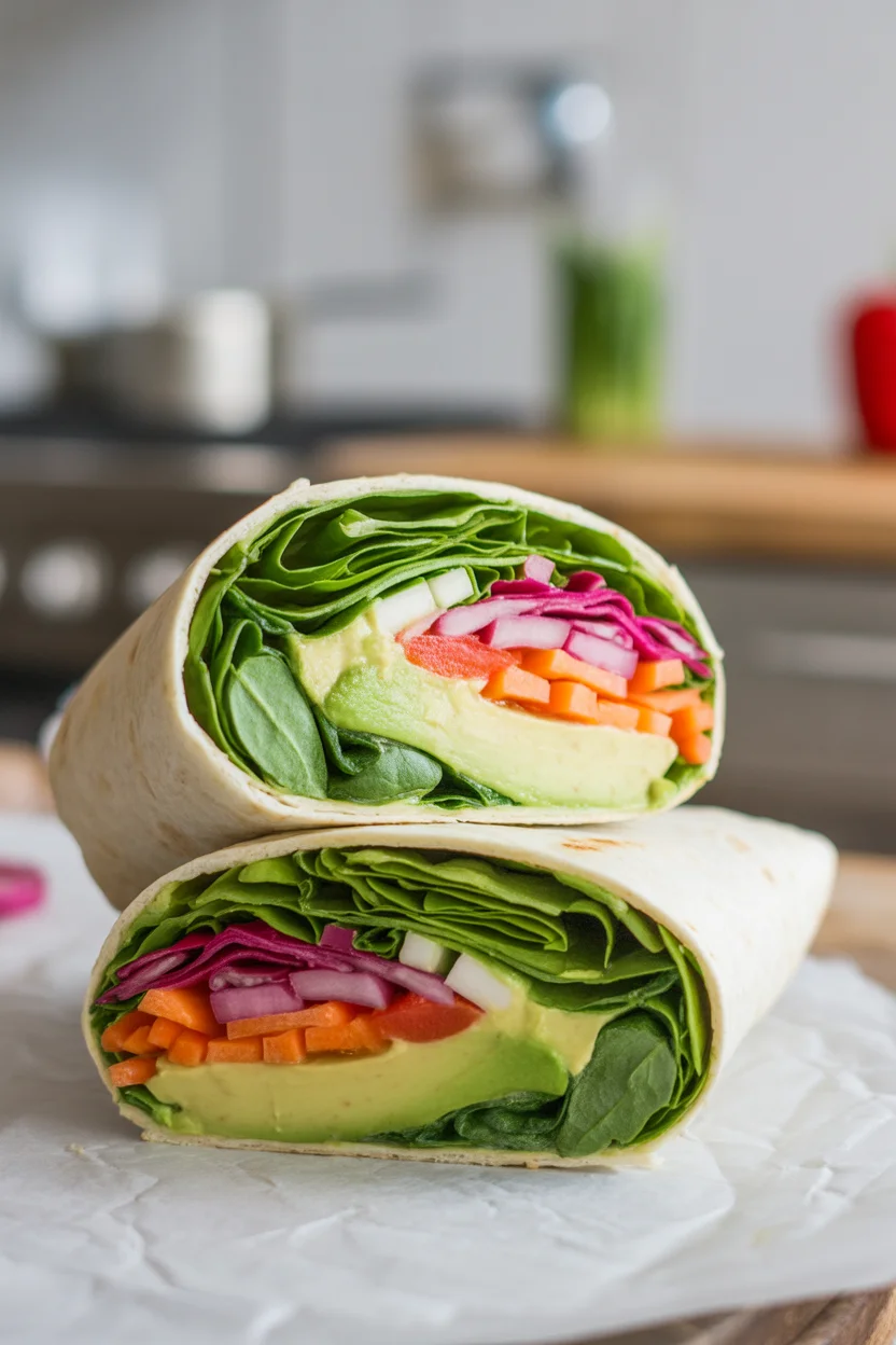 avocado hummus veggie wrap