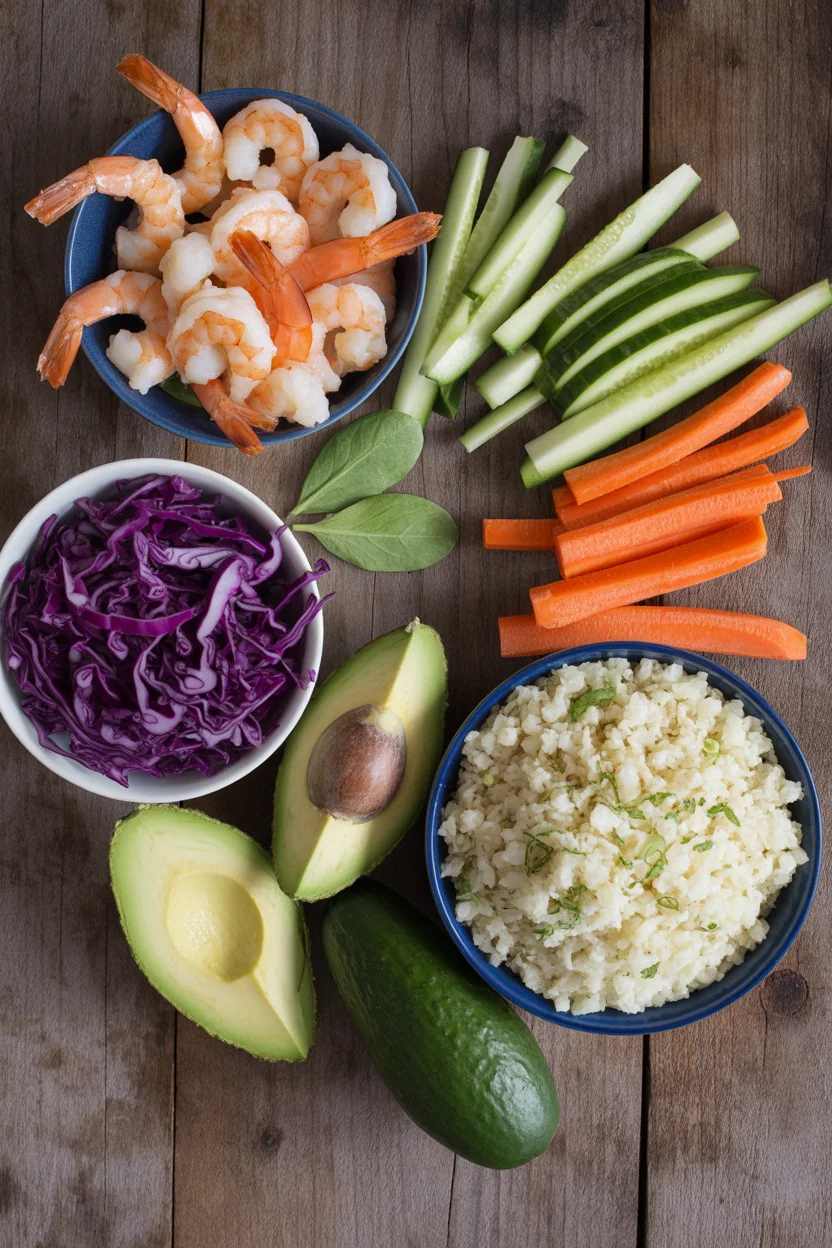 shrimp avocado grain-free sushi bowl