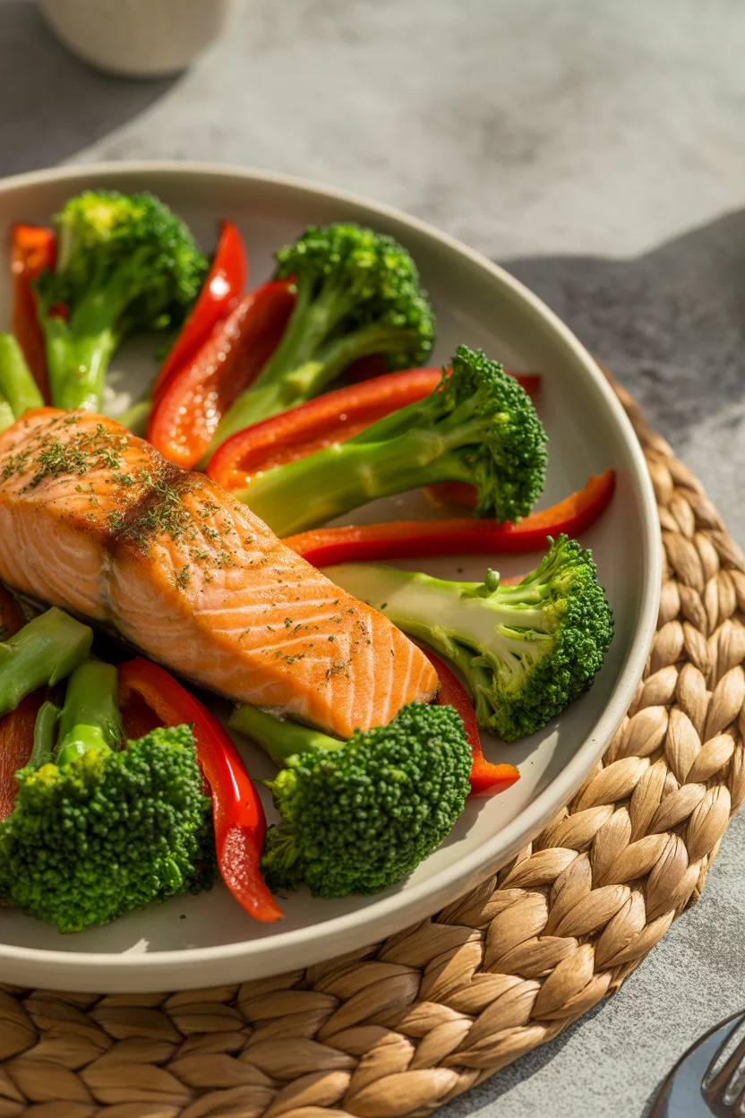 one-skillet garlicky salmon broccoli