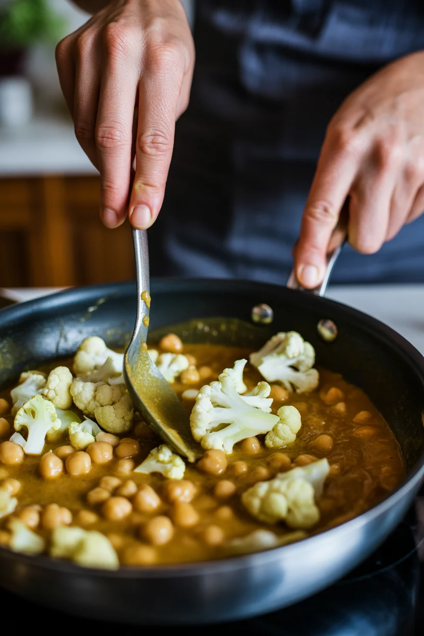 Delicious Coconut Curry with Chickpeas and Cauliflower Bliss