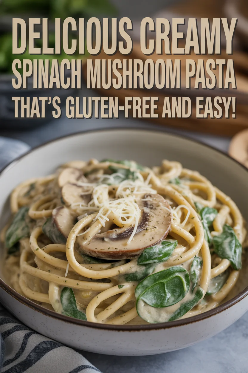 Delicious Creamy Spinach Mushroom Pasta that's Gluten-Free and Easy!