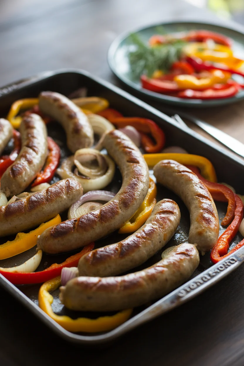 sheet-pan sausage peppers onions