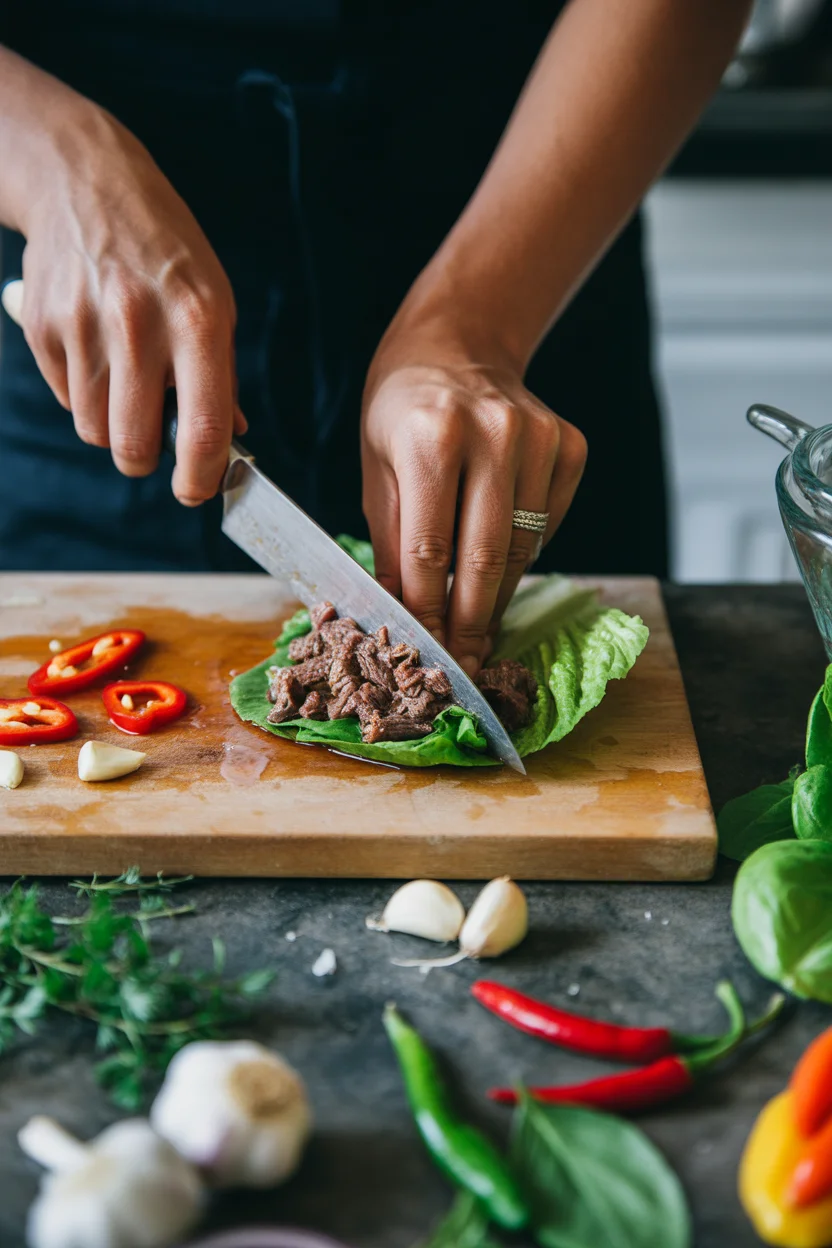 Thai basil beef lettuce wraps