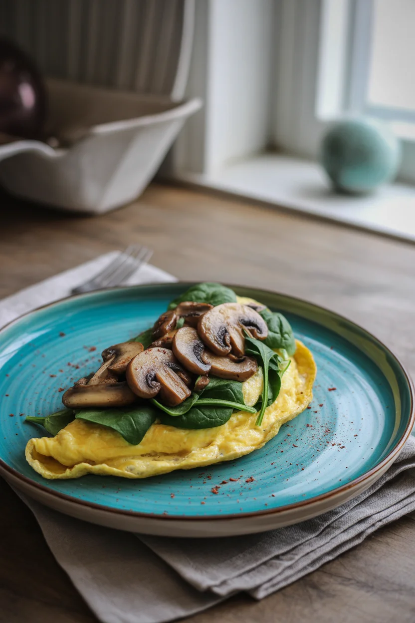 Savory Spinach and Mushroom Egg White Omelet to Brighten Your Breakfast