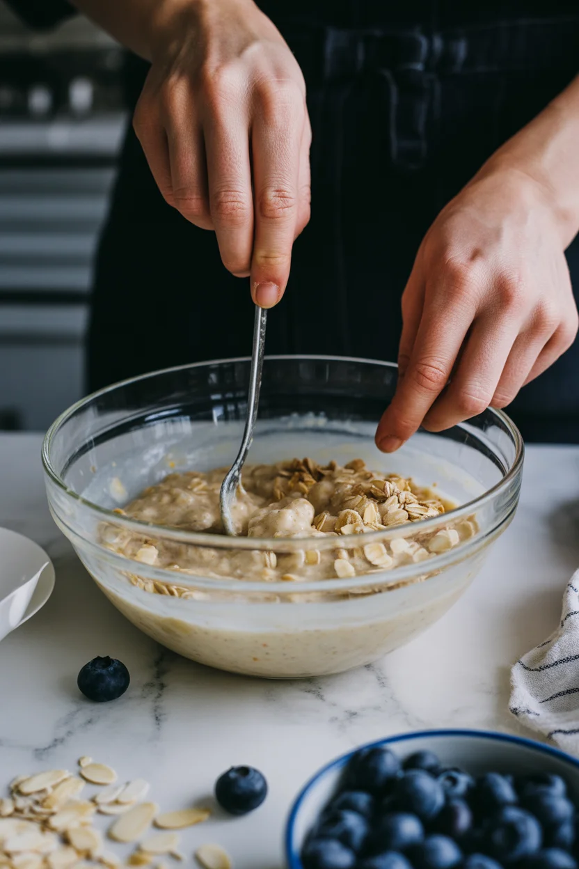 blueberry almond butter overnight oats