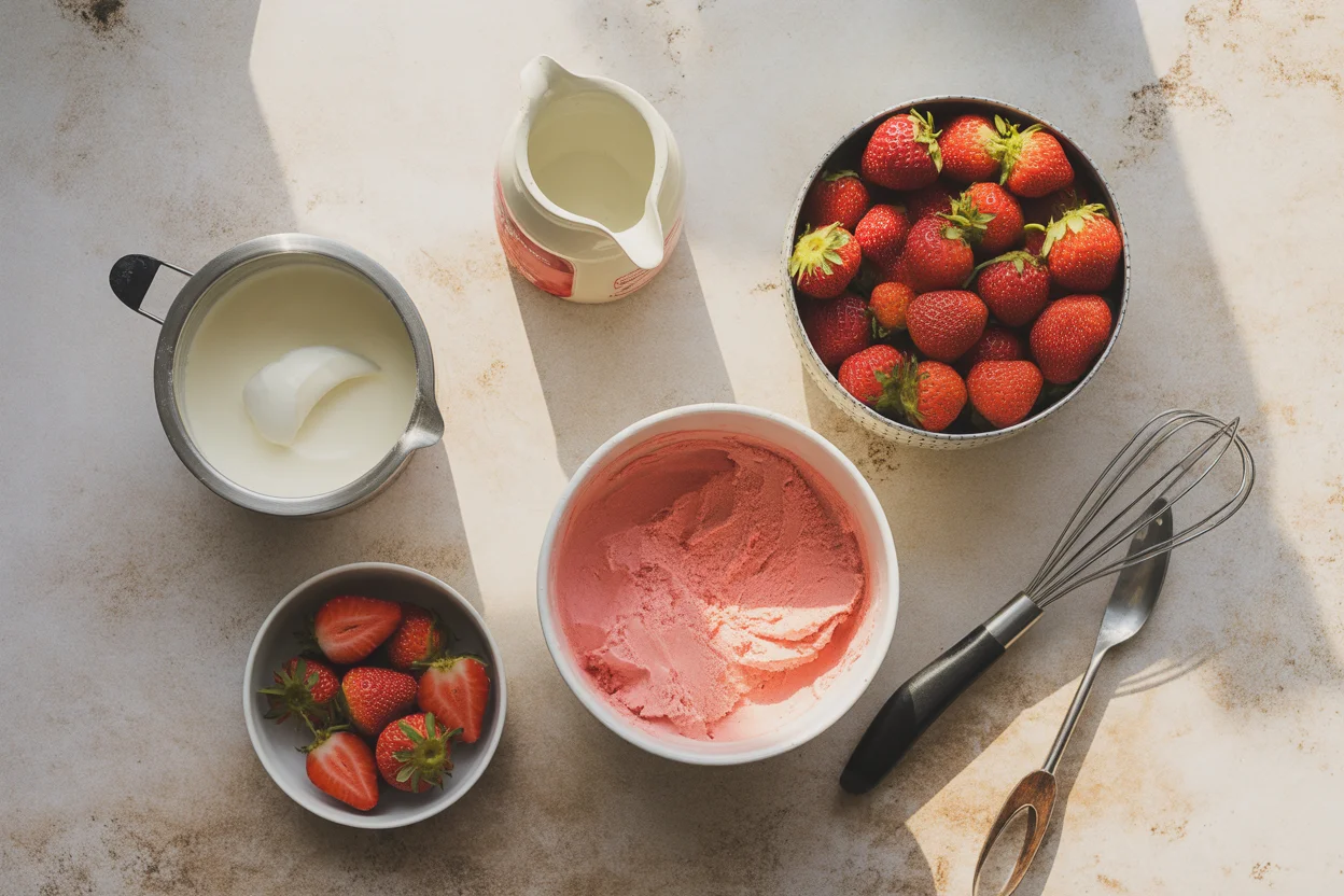 NO-CHURN STRAWBERRY ICE CREAM