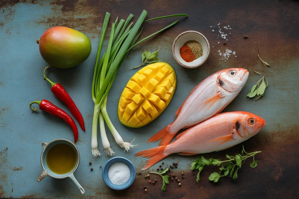 Seared Wahoo with Mango Salsa;