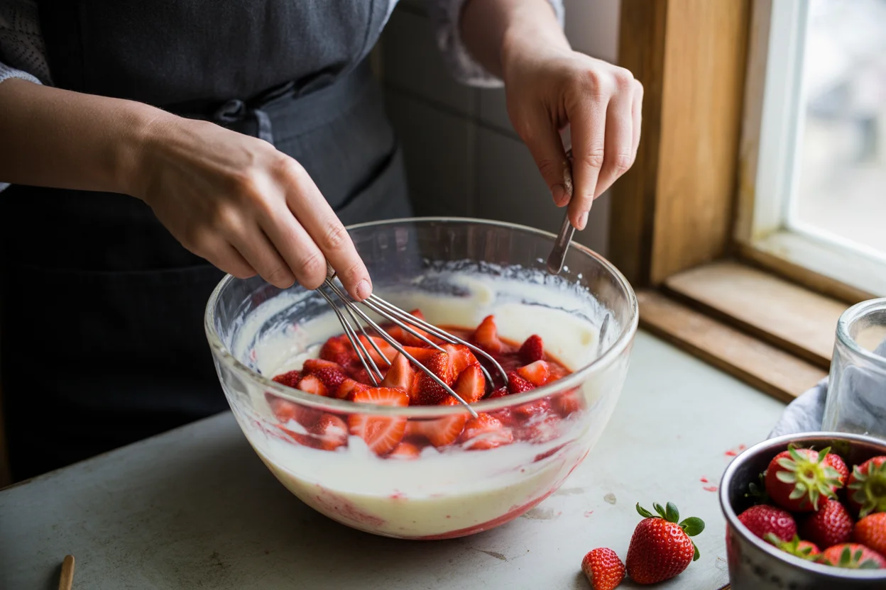 Homemade Strawberries and Cream Ice Cream
