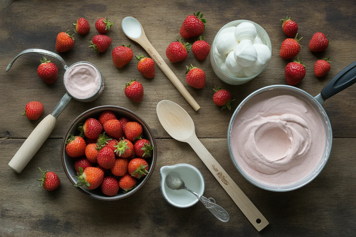 Homemade Strawberries and Cream Ice Cream
