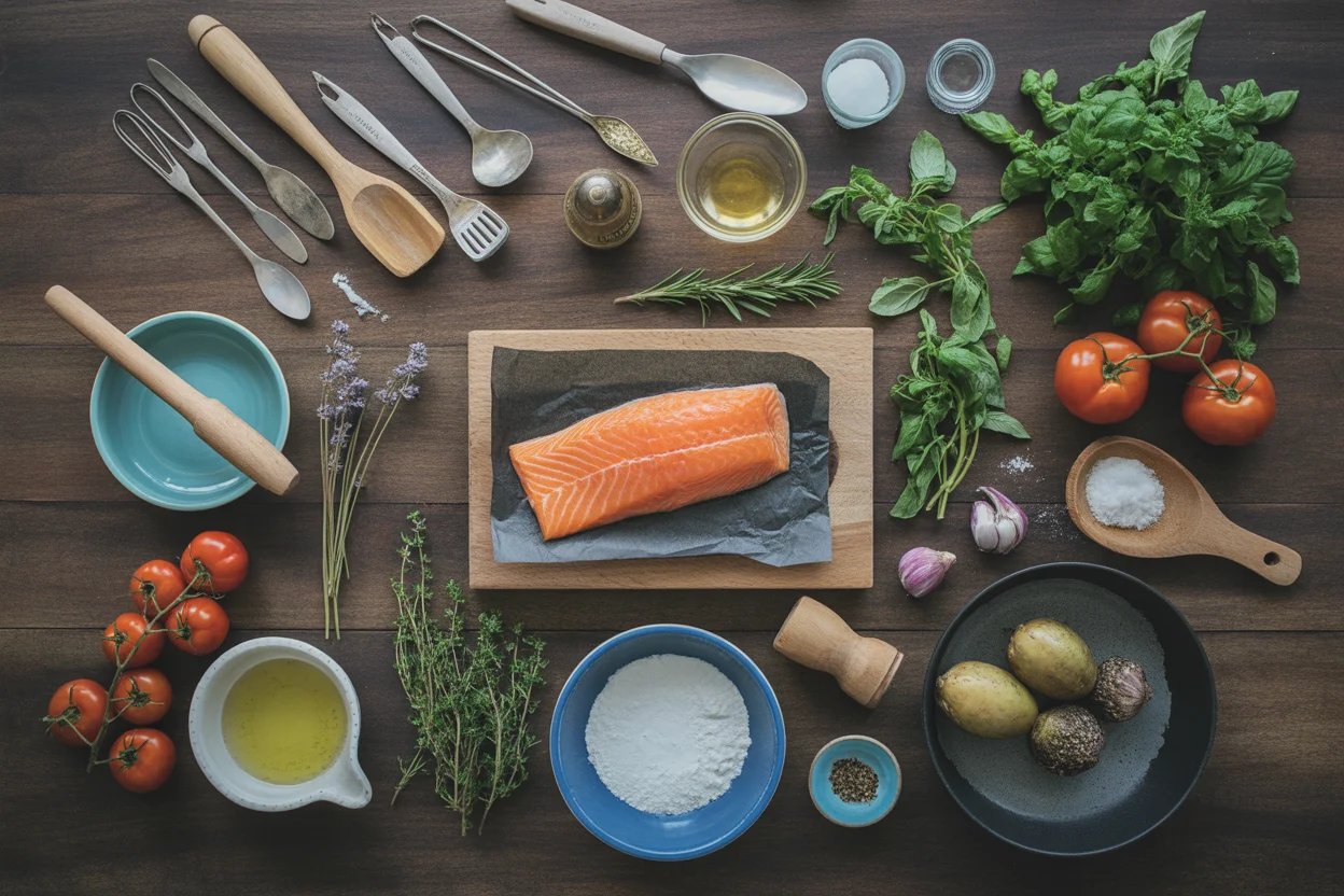 Salmón al horno con verduras