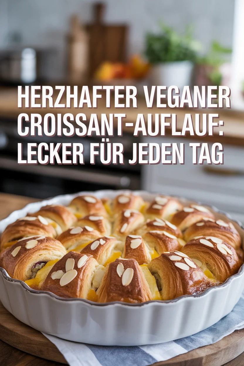 Herzhafter veganer Croissant-Auflauf