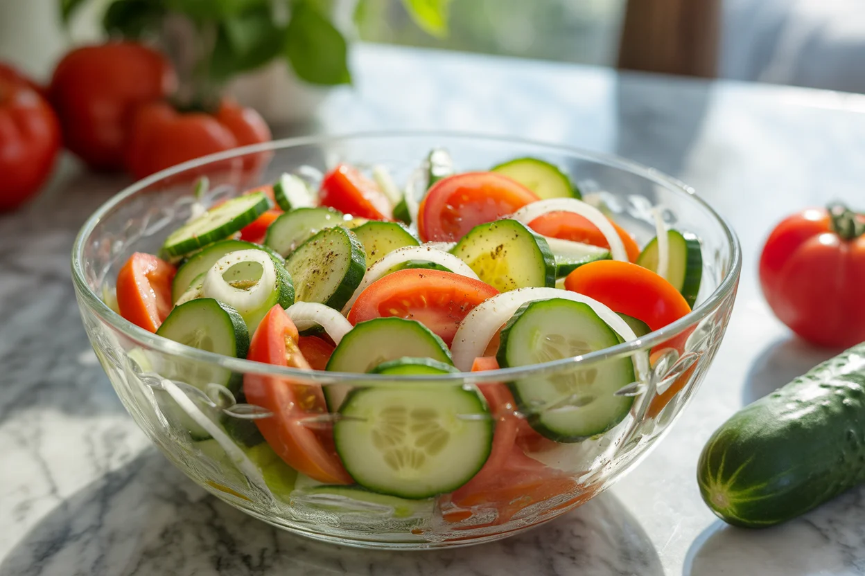 Marinated Cucumbers, Onions, and Tomatoes