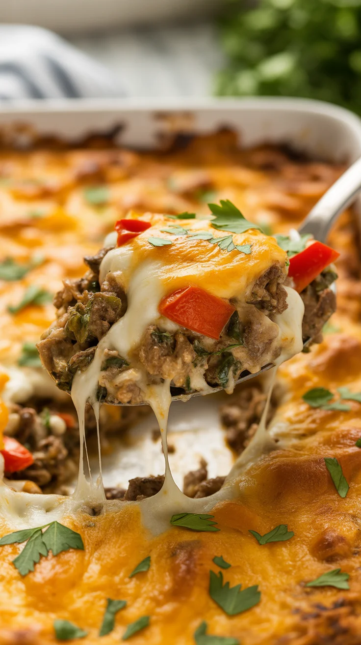 Cheesy Low Carb Philly Cheesesteak Casserole Recipe You’ll Love
