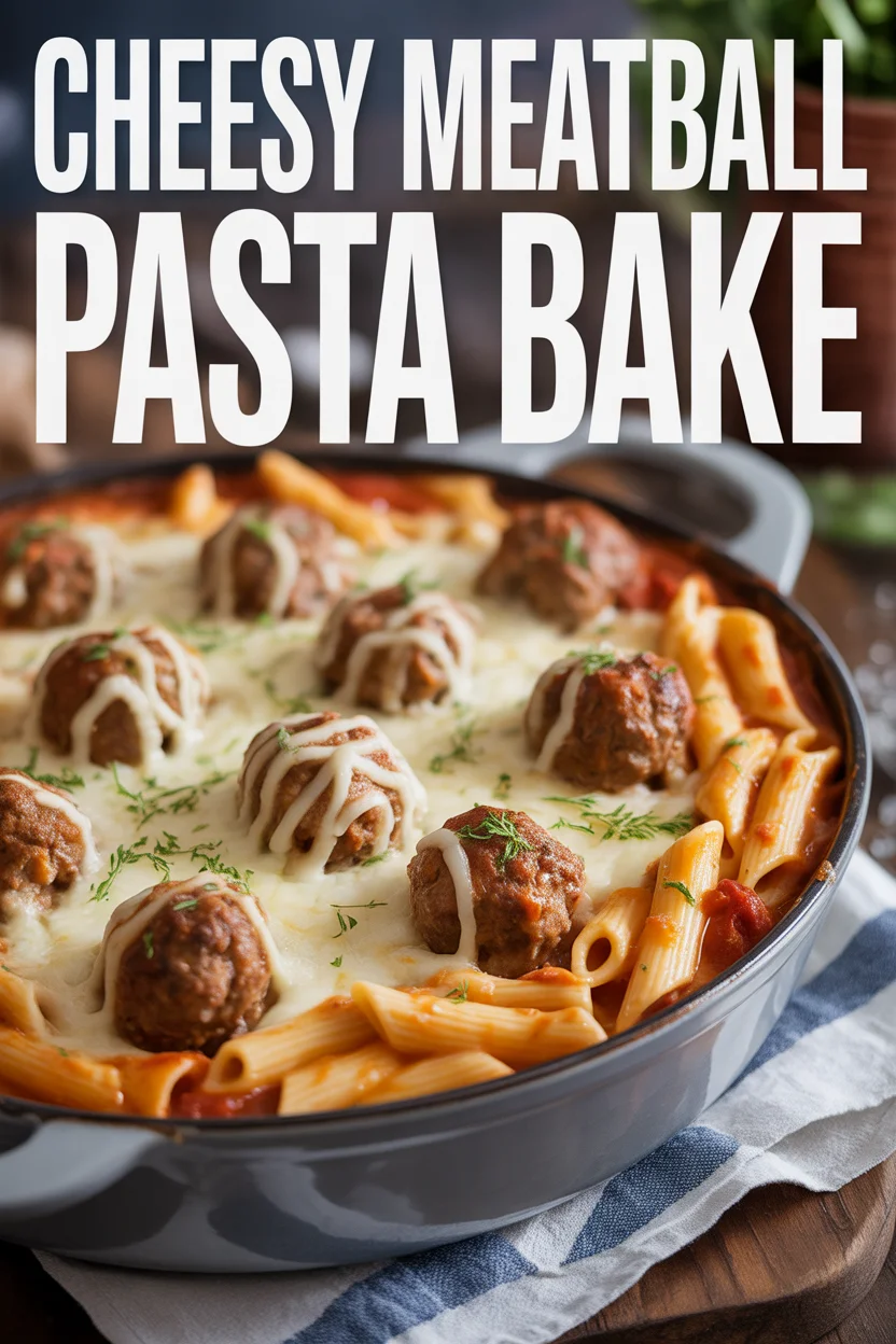 Cheesy Meatball Pasta Bake