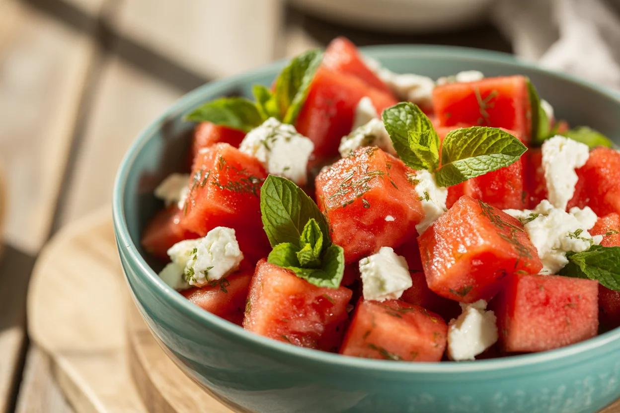 Watermelon Feta Mint Summer Salad